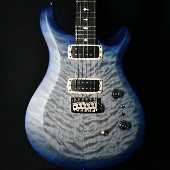 PRS S2 Custom 24-08 Quilt Top Satin Nitro Faded Gray Black Blue Burst #154