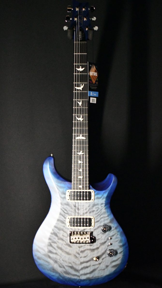 PRS S2 Custom 24-08 Quilt Top Satin Nitro Faded Gray Black Blue Burst #154
