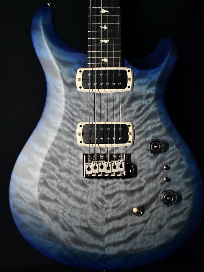 PRS S2 Custom 24-08 Quilt Top Satin Nitro Faded Gray Black Blue Burst #154