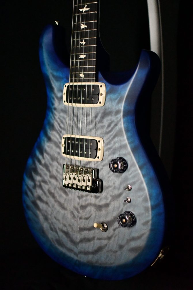 PRS S2 Custom 24-08 Quilt Top Satin Nitro Faded Gray Black Blue Burst #154