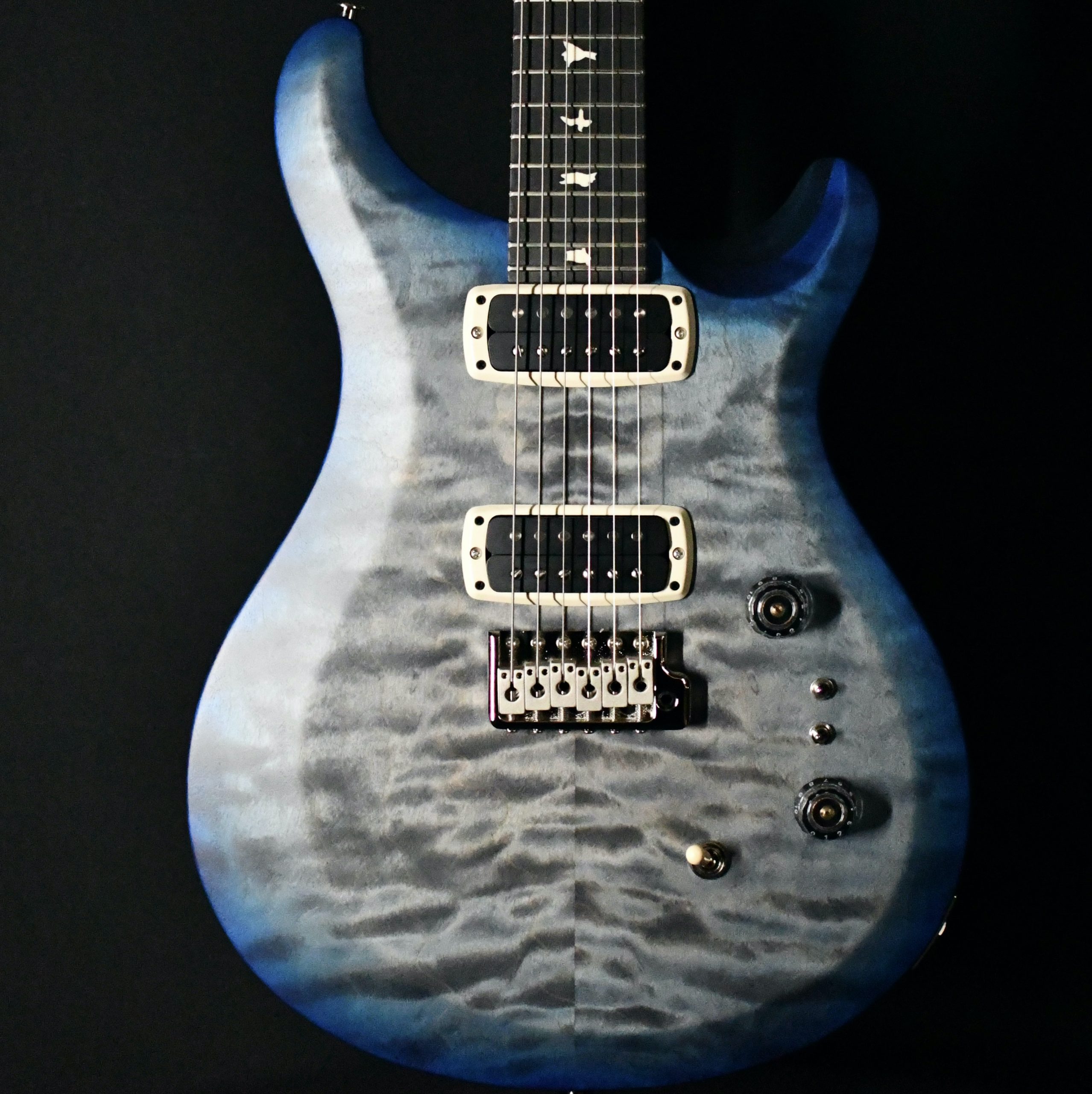 PRS S2 Custom 24 08 Quilt Top Satin Nitro Faded Gray Black Blue Burst 156