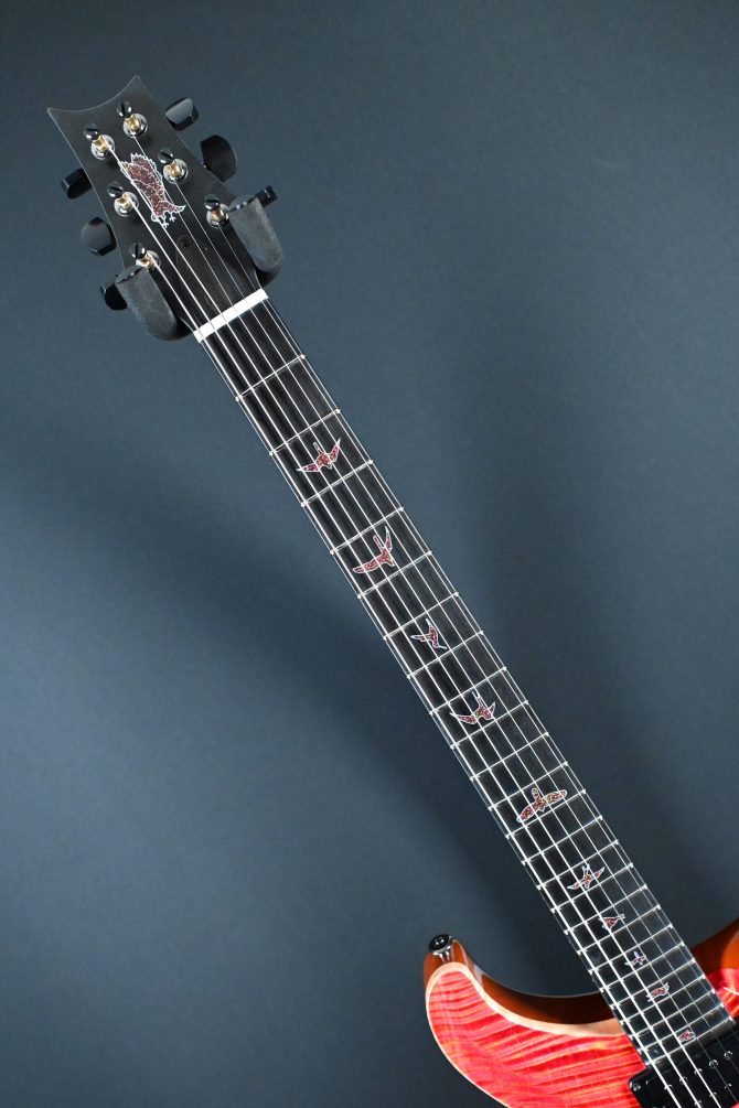PRS Private Stock #12058 Custom 24 Hardtail Raspberry Lemon Stripe w/ Reverse Chevron Flame Maple Top