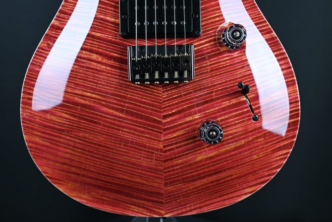 PRS Private Stock #12058 Custom 24 Hardtail Raspberry Lemon Stripe w/ Reverse Chevron Flame Maple Top