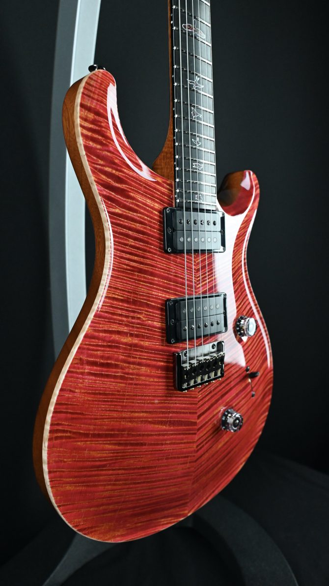 PRS Private Stock #12058 Custom 24 Hardtail Raspberry Lemon Stripe w/ Reverse Chevron Flame Maple Top