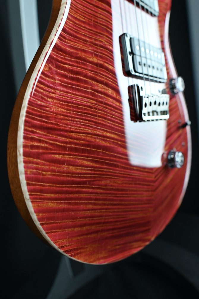 PRS Private Stock #12058 Custom 24 Hardtail Raspberry Lemon Stripe w/ Reverse Chevron Flame Maple Top