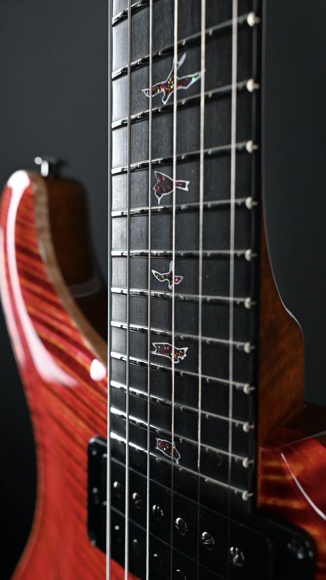 PRS Private Stock #12058 Custom 24 Hardtail Raspberry Lemon Stripe w/ Reverse Chevron Flame Maple Top