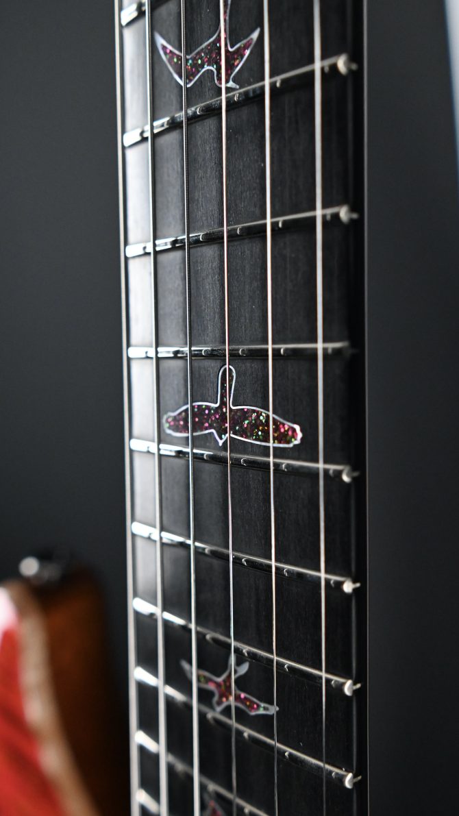 PRS Private Stock #12058 Custom 24 Hardtail Raspberry Lemon Stripe w/ Reverse Chevron Flame Maple Top