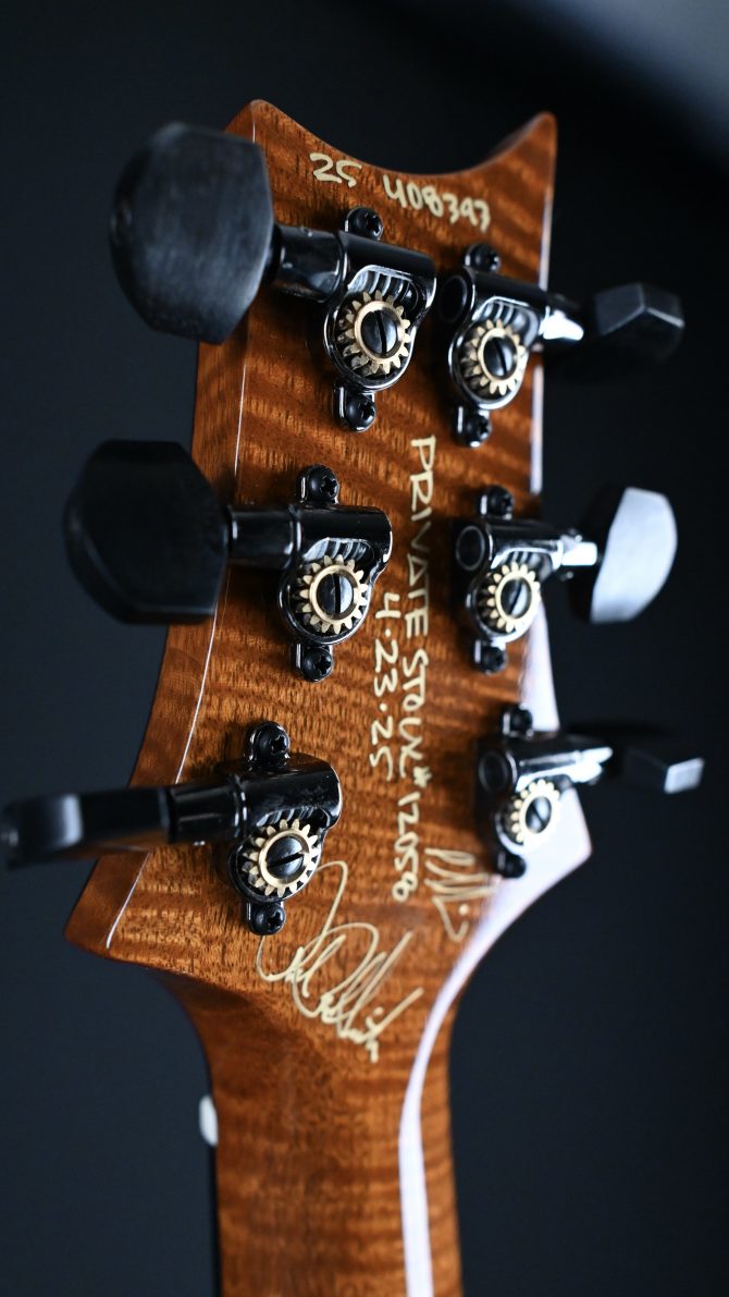 PRS Private Stock #12058 Custom 24 Hardtail Raspberry Lemon Stripe w/ Reverse Chevron Flame Maple Top