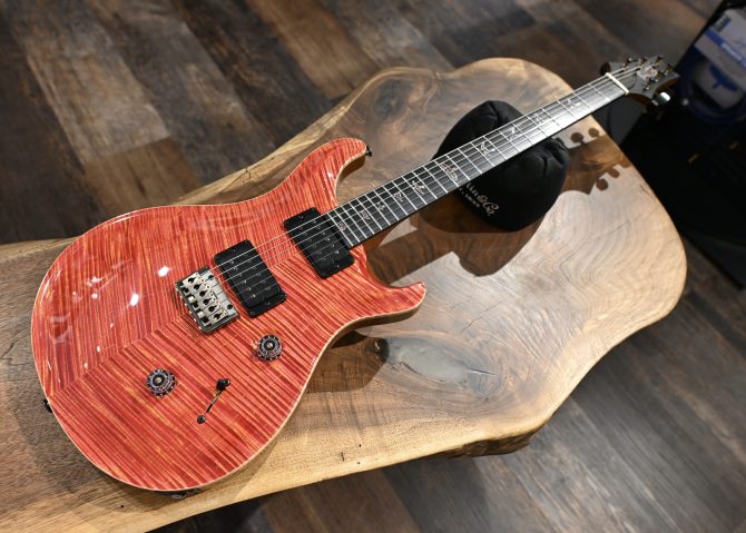 PRS Private Stock #12058 Custom 24 Hardtail Raspberry Lemon Stripe w/ Reverse Chevron Flame Maple Top