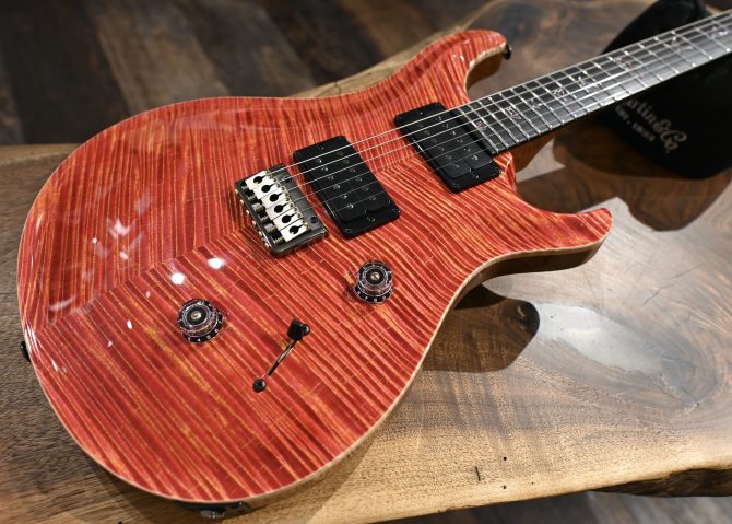 PRS Private Stock #12058 Custom 24 Hardtail Raspberry Lemon Stripe w/ Reverse Chevron Flame Maple Top