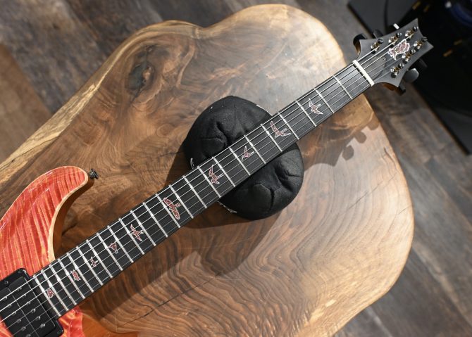 PRS Private Stock #12058 Custom 24 Hardtail Raspberry Lemon Stripe w/ Reverse Chevron Flame Maple Top
