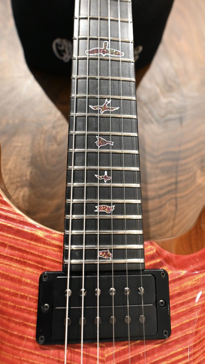 PRS Private Stock #12058 Custom 24 Hardtail Raspberry Lemon Stripe w/ Reverse Chevron Flame Maple Top