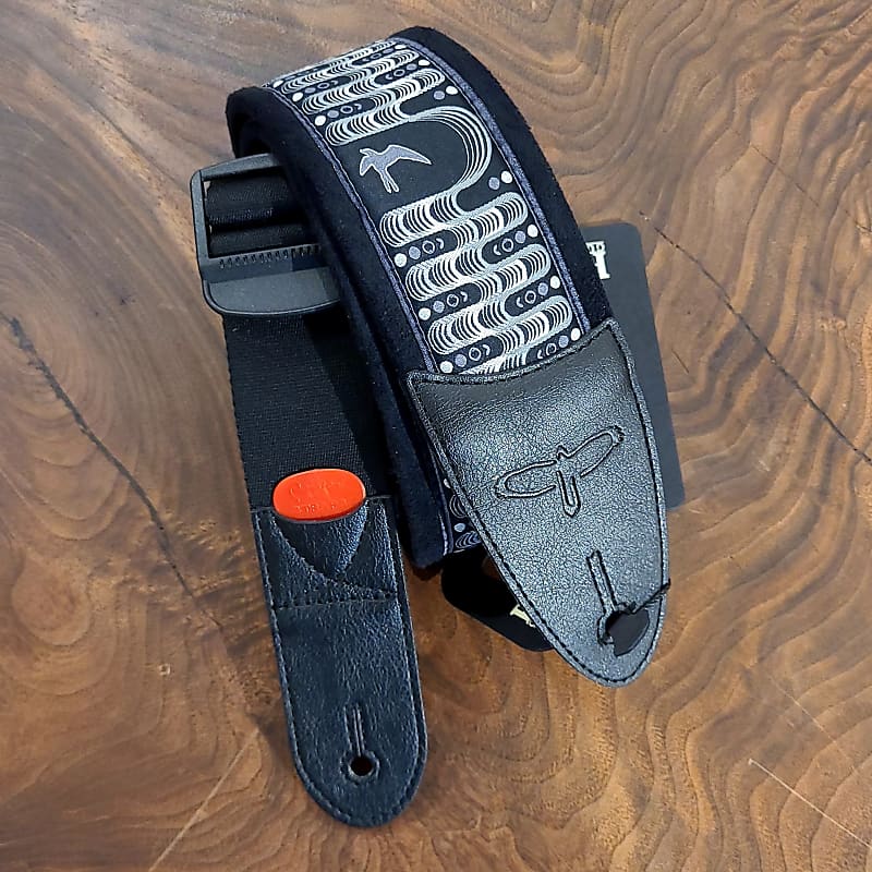 PRS 2.4" Padded Guitar Strap w/FLASH, Custom Jacquard Birds Wavelength, Charcoal