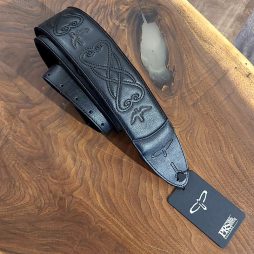 PRS 2.4" Padded Guitar Strap w/RAS, Custom Leather (Faux) Birds, Black