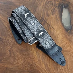 PRS 2" Guitar Strap, Custom Jacquard Birds Fleur, Charcoal
