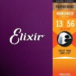 Elixir 16102 Nanoweb Phosphor Bronze Acoustic Guitar Strings – Medium 13-56
