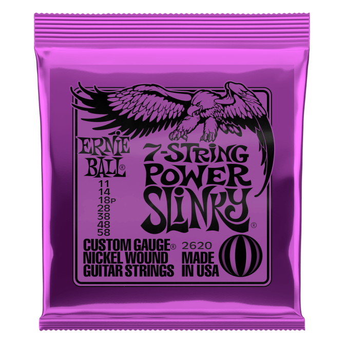 Ernie Ball 2620 7-String Power Slinky Nickel Wound Electric Guitar Strings (11-58)