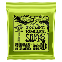Ernie Ball 2621 7-String Regular Slinky Nickel Wound Electric Guitar Strings (10-56)