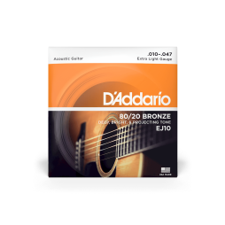 D’addario EJ10 80/20 Bronze 10-47 Extra Light Acoustic Guitar Strings