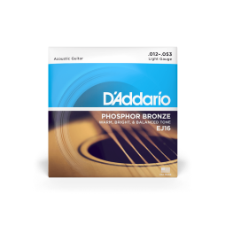 D’addario EJ16 Phosphor Bronze 12-53 Light Acoustic Guitar Strings