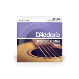 D’addario EJ26 Phosphor Bronze 11-52 Custom Light Acoustic Guitar Strings