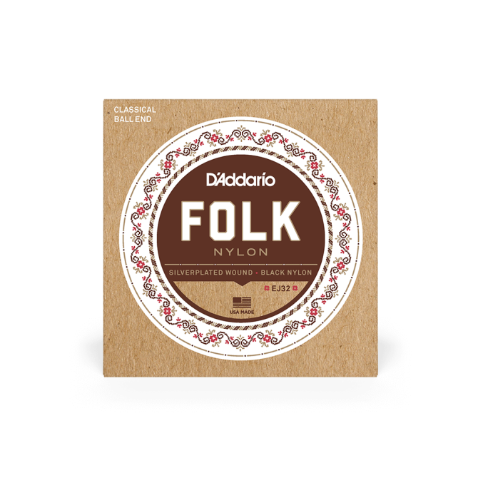 D’addario EJ32 Folk Nylon Normal Tension Ball End Classical Guitar Strings