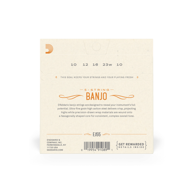 D’addario EJ55 10-23 5-String Banjo Strings  Medium Set