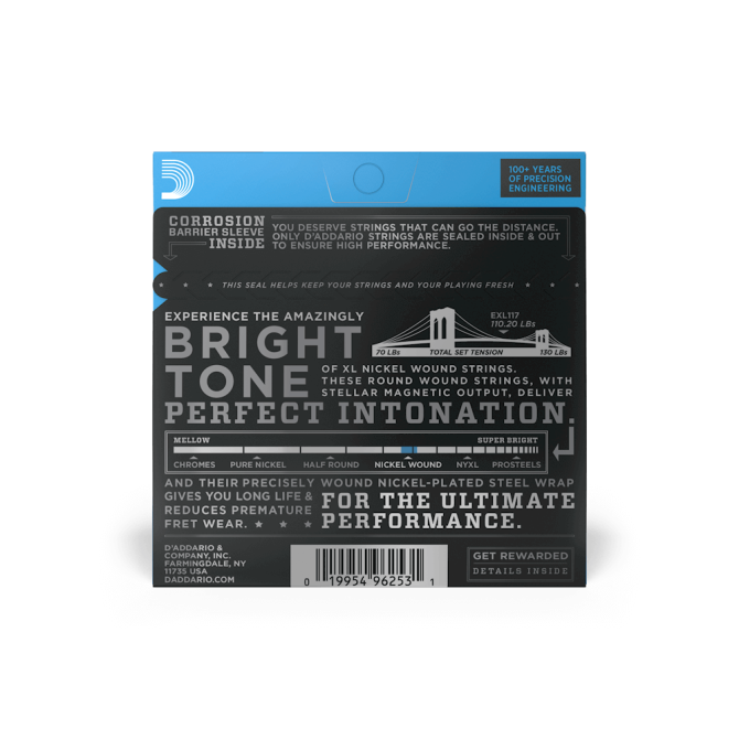 D’addario EXL117 11-56 Medium Top/Extra Heavy Bottom Electric Guitar Strings