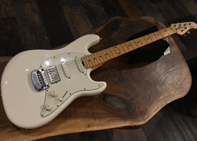 Ernie Ball Music Man Cutlass HSS Ivory White 2017 w/ Rewind Electric Creme Brulee'