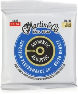 Martin MA140 Authentic Acoustic SP 80/20 Bronze Acoustic Guitar Strings - Light (.12 - .54)
