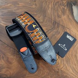 PRS 2.4" Padded Guitar Strap w/FLASH, Custom Jacquard Birds Wavelength, Orange