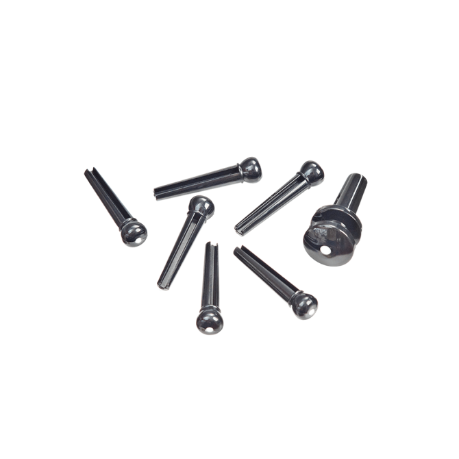 D'Addario Plastic Bridge Pins Ebony with Ivory Dot PWPS10