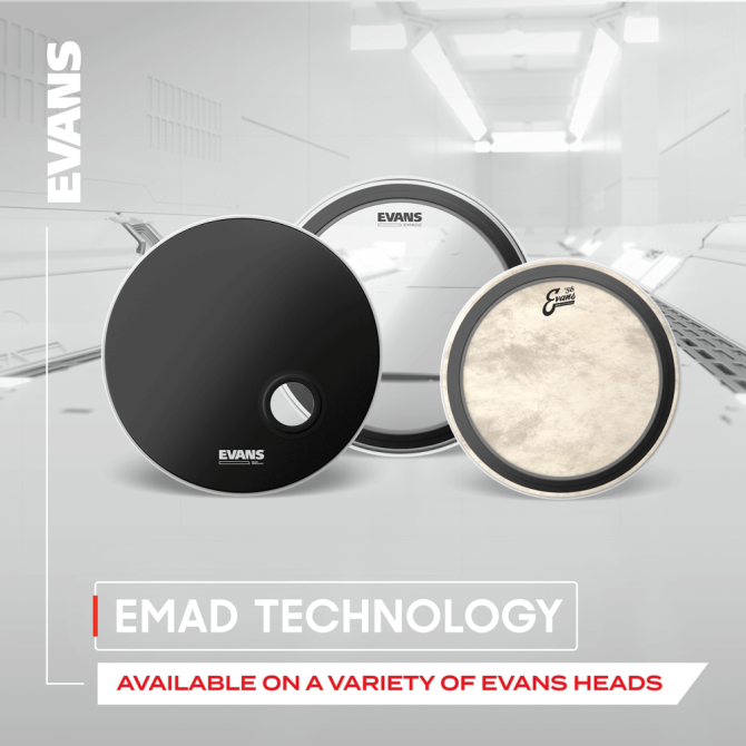Evans BD18EMADCW EMAD Coated White Bass Drum Head, 18 Inch