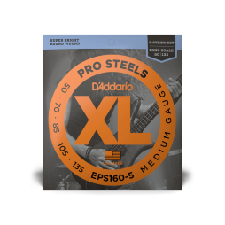 D'Addario EPS160-5 XL ProSteel 50-135 Medium 5-String Long Scale Bass Strings