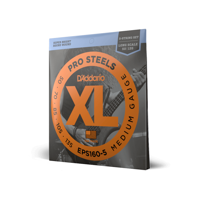 D'Addario EPS160-5 XL ProSteel 50-135 Medium 5-String Long Scale Bass Strings
