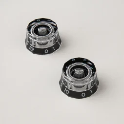 PRS Lampshade Knobs Set of Two, Clear/Black - Metric Shaft