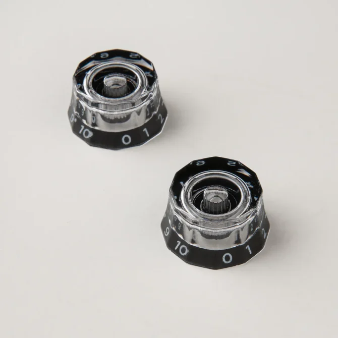 PRS Lampshade Knobs Set of Two, Clear/Black - Metric Shaft
