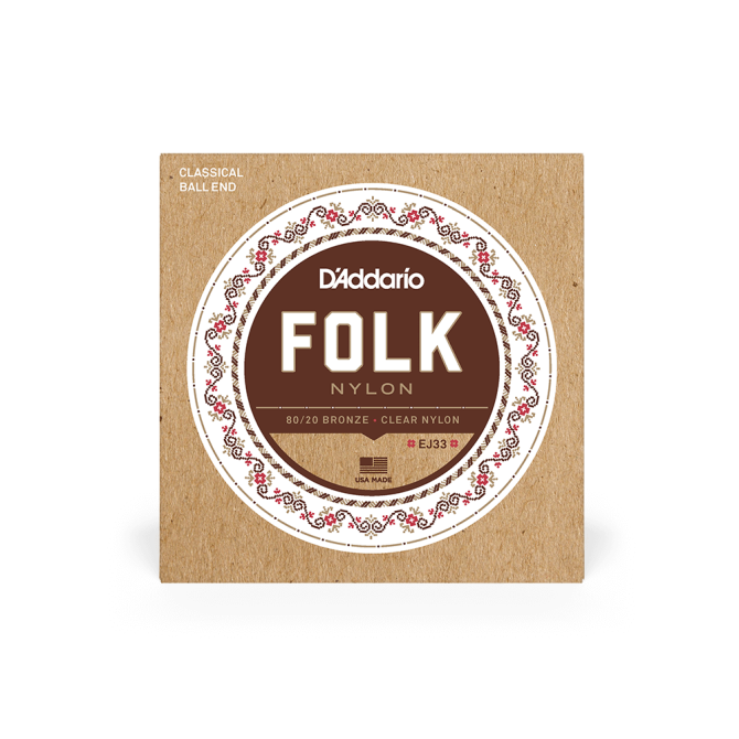 D'Addario Normal Tension Ball End 80/20 Bronze/Clear Nylon Classical Guitar Strings