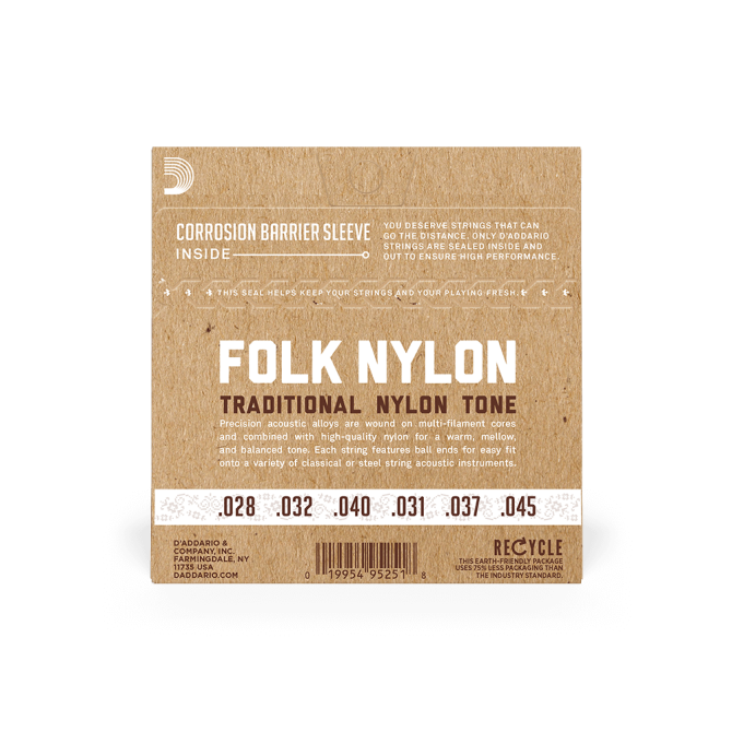 D'Addario Normal Tension Ball End 80/20 Bronze/Clear Nylon Classical Guitar Strings