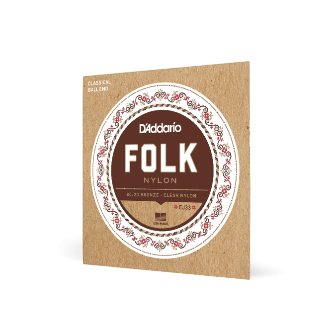 D'Addario Normal Tension Ball End 80/20 Bronze/Clear Nylon Classical Guitar Strings