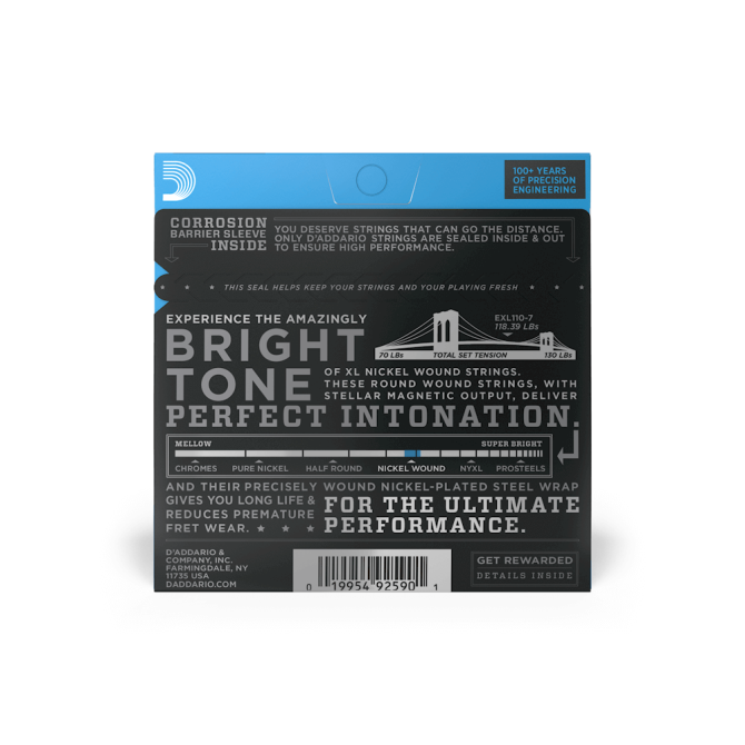 D'Addario 10-59 Regular Light 7-String Electric Guitar Strings