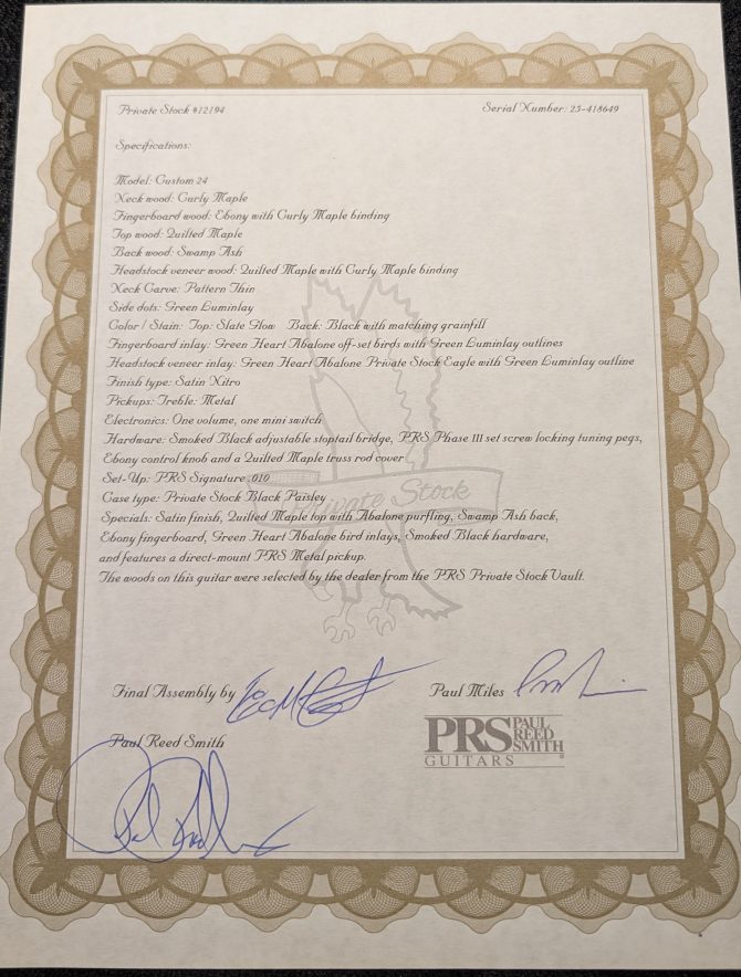 PRS Private Stock #12194 Custom 24 Slate Glow