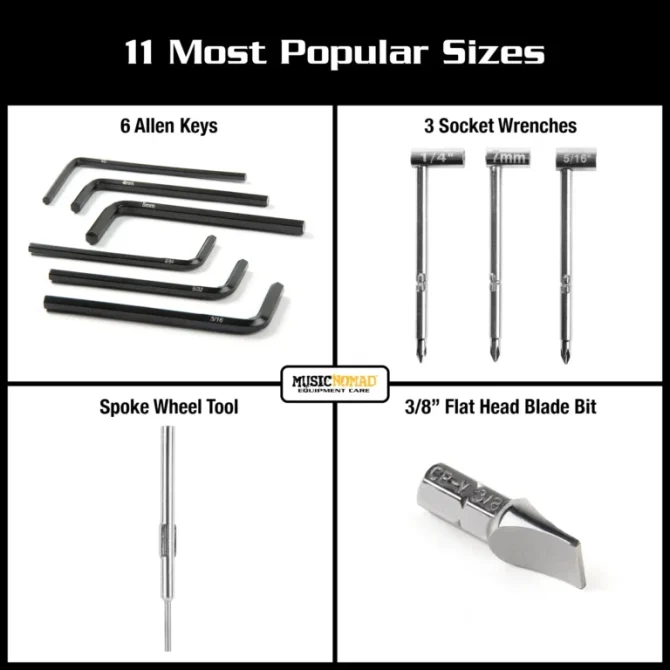 Music Nomad MN235 Premium Guitar Tech Truss Rod Wrench Set – 11 pcs.