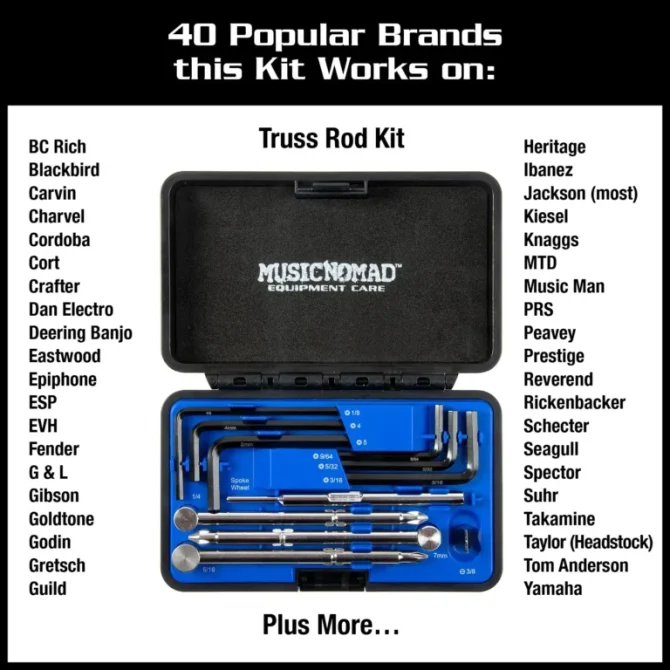 Music Nomad MN235 Premium Guitar Tech Truss Rod Wrench Set – 11 pcs.
