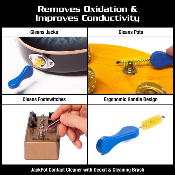 Music Nomad MN287 JackPot Music Gear Contact Cleaner with Deoxit® & Cleaning Brush