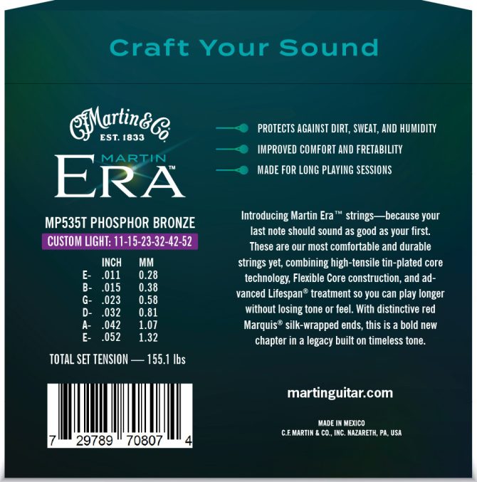 Martin Era Treated Custom Light Acoustic Guitar Strings