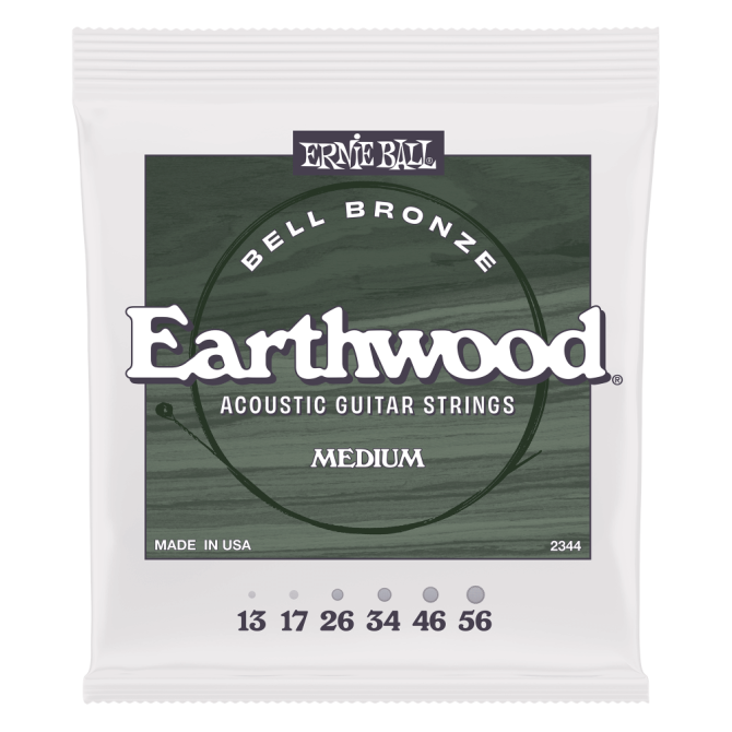 Ernie Ball Medium Earthwood Bell Bronze Acoustic Guitar Strings 13-56