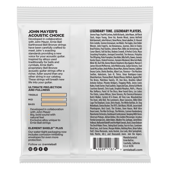 Extra Light Earthwood Bell Bronze Acoustic Guitar Strings 10-50