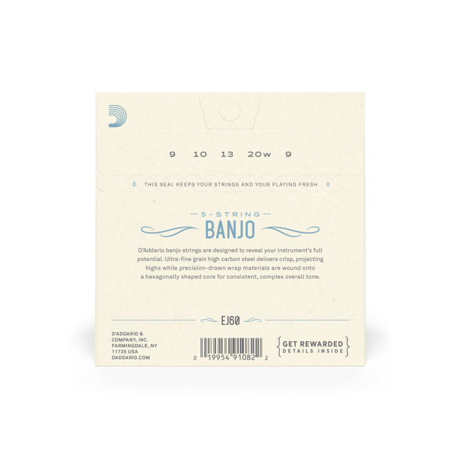 D'Addario 5-String Banjo Strings EJ60 Regular Light 09-20