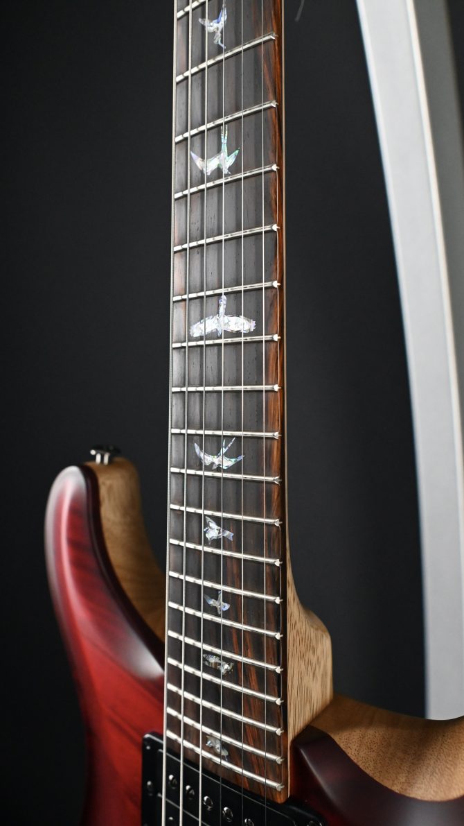 PRS Wood Library Custom 24 Piezo 10-Top Fire Red Gray Black Fade w/ Fire Red Binding #160